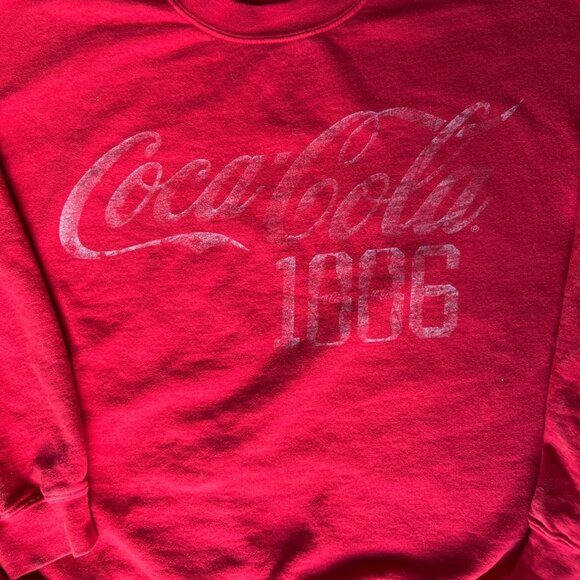 Vintage Red Gildan Heavy Blend Coca-Cola 1906 Sweatshirt Tropicana Logo Crewneck - Picture 3 of 6